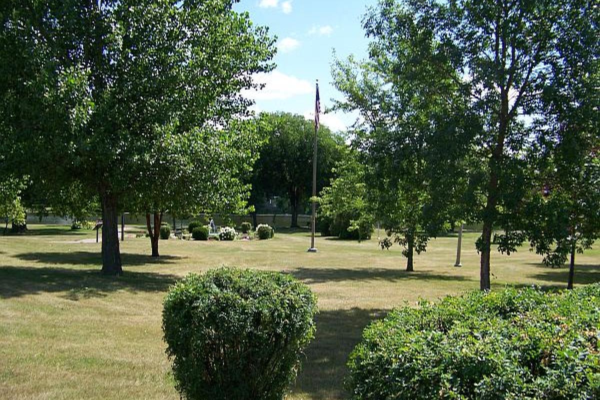 American flag in a park 