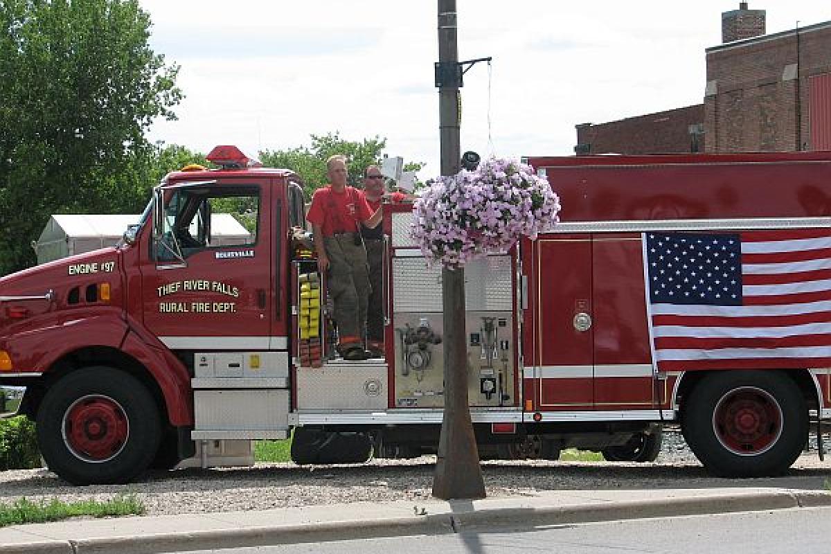 firetruck with American flag on it 